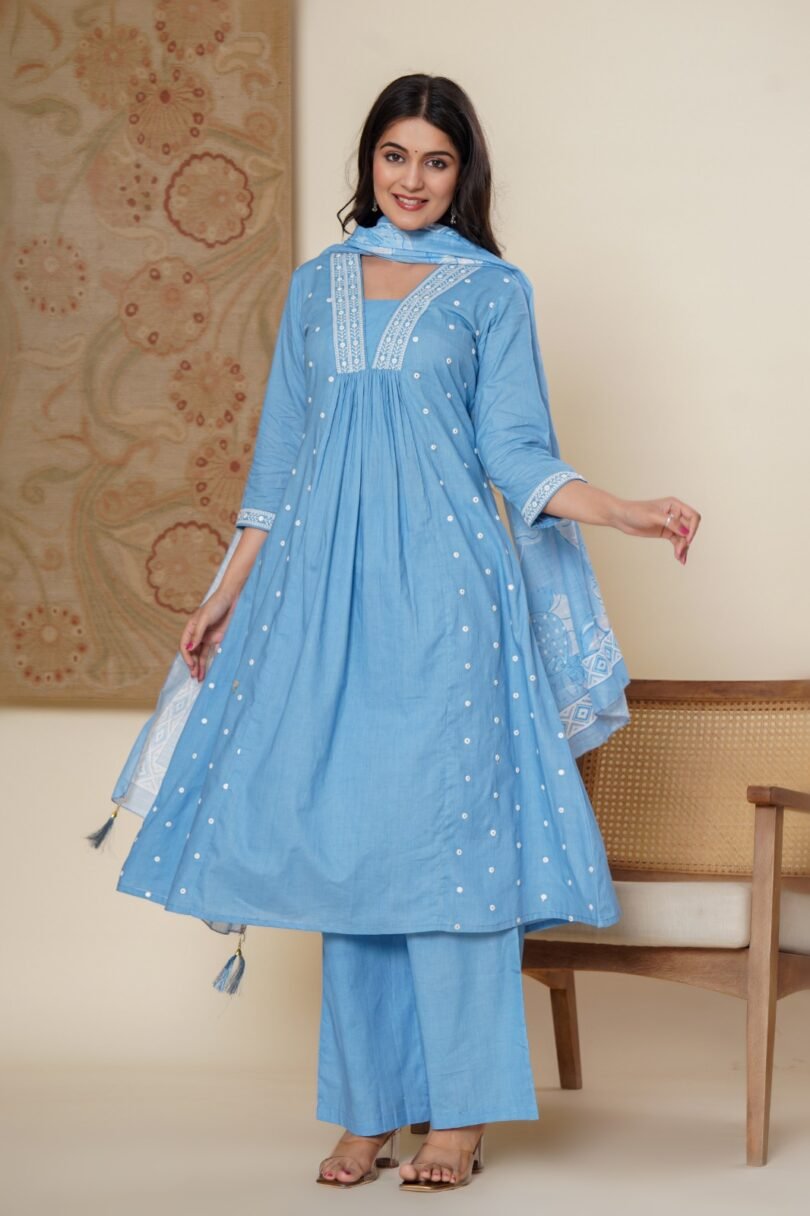 Womens Beautiful Aliya Cut Embroidered Kurti/Gown